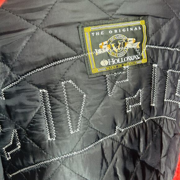 Custom Holloway Wool Red Yellow Varsity Protest Statement Jacket Leather Sleeves - Picture 10 of 11